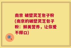 南京 破壁灵芝包子粉(南京的破壁灵芝包子粉：鲜美营养，让你爱不释口)