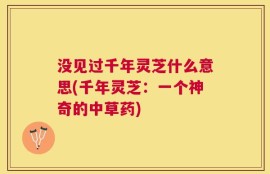 没见过千年灵芝什么意思(千年灵芝：一个神奇的中草药)