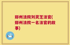 郑州法院刘灵芝法官(郑州法院一名法官的故事)
