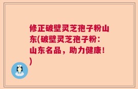 修正破壁灵芝孢子粉山东(破壁灵芝孢子粉：山东名品，助力健康！)