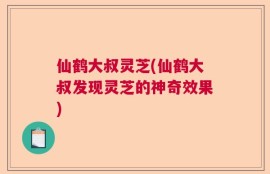 仙鹤大叔灵芝(仙鹤大叔发现灵芝的神奇效果)