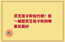 灵芝孢子粉招代理？紫一破壁灵芝孢子粉到哪里买最好