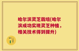 哈尔滨灵芝栽培(哈尔滨成功实现灵芝种植，相关技术得到提升)
