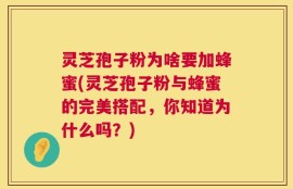 灵芝孢子粉为啥要加蜂蜜(灵芝孢子粉与蜂蜜的完美搭配，你知道为什么吗？)
