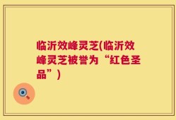 临沂效峰灵芝(临沂效峰灵芝被誉为“红色圣品”)