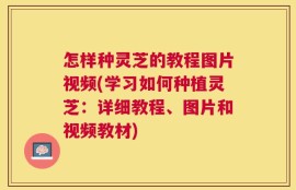 怎样种灵芝的教程图片视频(学习如何种植灵芝：详细教程、图片和视频教材)