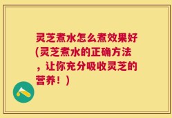 灵芝煮水怎么煮效果好(灵芝煮水的正确方法，让你充分吸收灵芝的营养！)