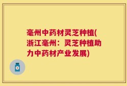 毫州中药材灵芝种植(浙江毫州：灵芝种植助力中药材产业发展)