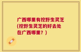 广西哪里有挖野生灵芝(挖野生灵芝的好去处在广西哪里？)