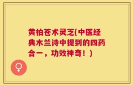 黄柏苍术灵芝(中医经典木兰诗中提到的四药合一，功效神奇！)