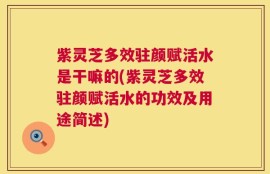 紫灵芝多效驻颜赋活水是干嘛的(紫灵芝多效驻颜赋活水的功效及用途简述)