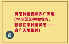 灵芝种植视频农广天地(学习灵芝种植技巧，轻松在家种植灵芝——农广天地视频)