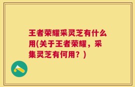 王者荣耀采灵芝有什么用(关于王者荣耀，采集灵芝有何用？)