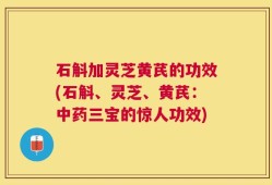 石斛加灵芝黄芪的功效(石斛、灵芝、黄芪：中药三宝的惊人功效)