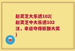 赵灵芝大乐透102(赵灵芝中大乐透102注，幸运夺得巨额大奖)