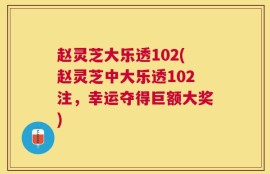 赵灵芝大乐透102(赵灵芝中大乐透102注，幸运夺得巨额大奖)