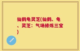 仙鹤龟灵芝(仙鹤、龟、灵芝：气场修炼三宝)