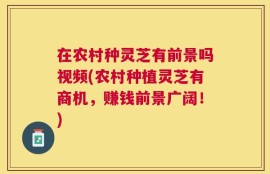 在农村种灵芝有前景吗视频(农村种植灵芝有商机，赚钱前景广阔！)