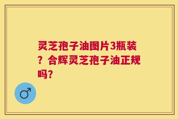 灵芝孢子油图片3瓶装？合辉灵芝孢子油正规吗？