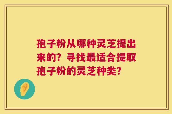 孢子粉从哪种灵芝提出来的？寻找适合提取孢子粉的灵芝种类？