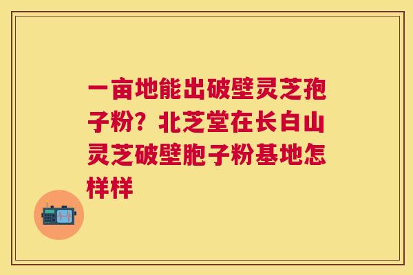 一亩地能出破壁灵芝孢子粉?北芝堂在长白山灵芝破壁胞子粉基地怎样样 一亩地能出破壁灵芝孢子粉?北芝堂在长白山灵芝破壁胞子粉基地怎样样