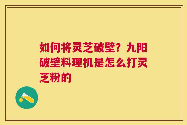 如何将灵芝破壁？九阳破壁料理机是怎么打灵芝粉的