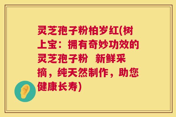 灵芝孢子粉柏岁红(树上宝：拥有奇妙功效的灵芝孢子粉  新鲜采摘，纯天然制作，助您健康长寿)