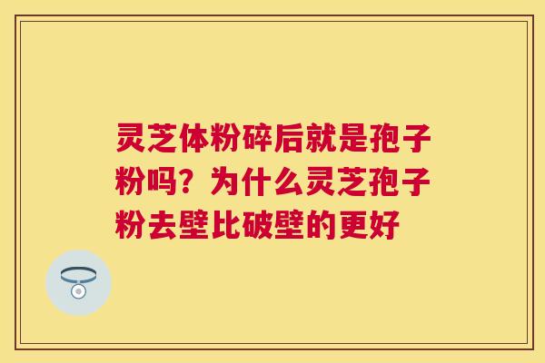 灵芝体粉碎后就是孢子粉吗?为什么灵芝孢子粉去壁比破壁的更好 灵芝体粉碎后就是孢子粉吗?为什么灵芝孢子粉去壁比破壁的更好