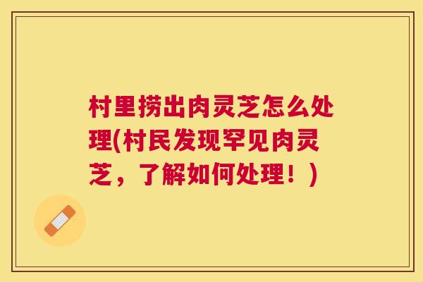 村里捞出肉灵芝怎么处理(村民发现罕见肉灵芝,了解如何处理!) 村里捞出肉灵芝怎么处理(村民发现罕见肉灵芝,了解如何处理!)