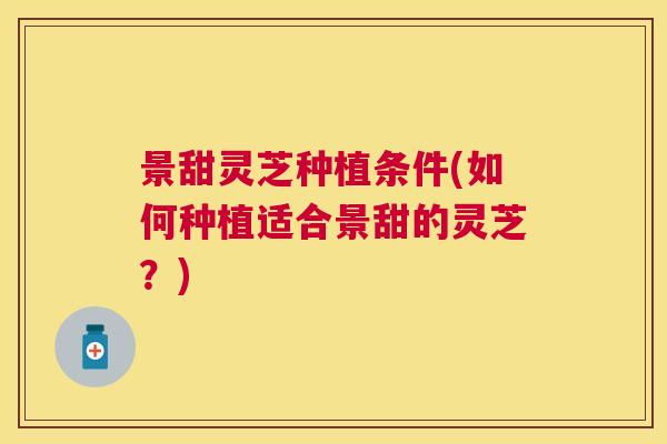 景甜灵芝种植条件(如何种植适合景甜的灵芝?) 景甜灵芝种植条件(如何种植适合景甜的灵芝?)