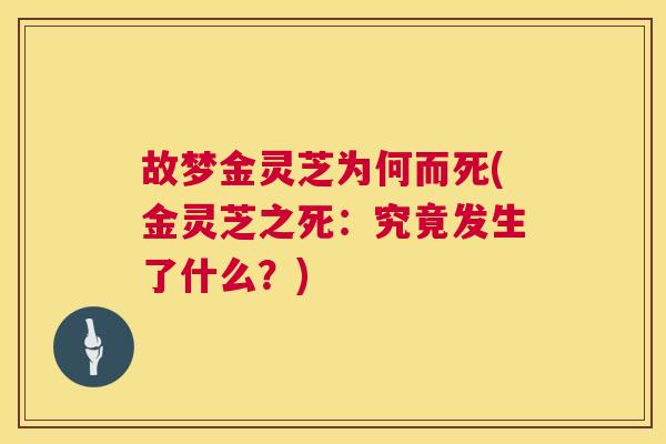 故梦金灵芝为何而死(金灵芝之死:究竟发生了什么?) 故梦金灵芝为何而死(金灵芝之死:究竟发生了什么?)
