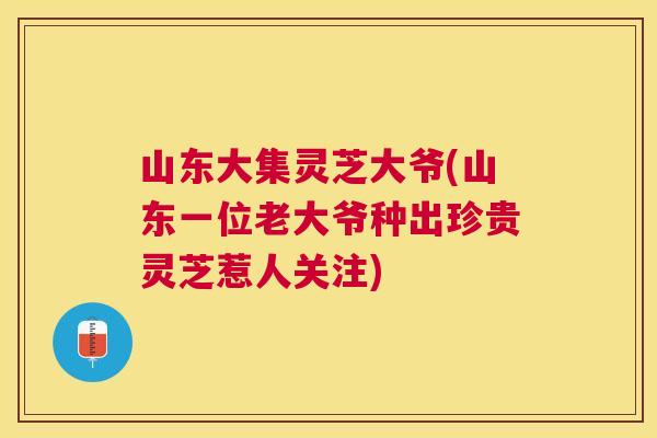 山东大集灵芝大爷(山东一位老大爷种出珍贵灵芝惹人关注) 山东大集灵芝大爷(山东一位老大爷种出珍贵灵芝惹人关注)