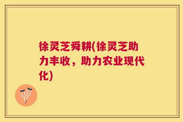 徐灵芝舜耕(徐灵芝助力丰收，助力农业现代化)