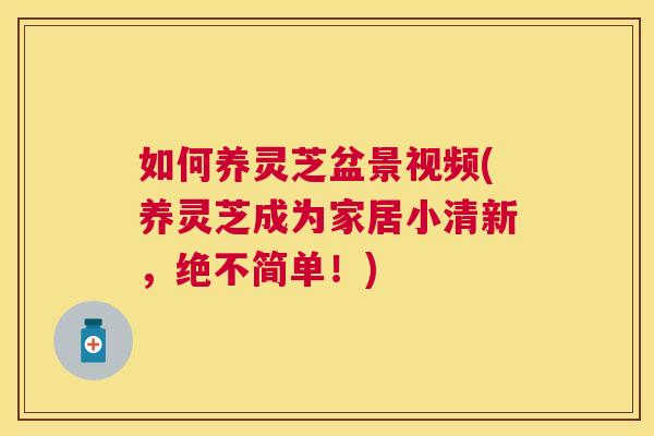 如何养灵芝盆景视频(养灵芝成为家居小清新，绝不简单！)