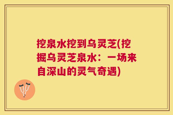 挖泉水挖到乌灵芝(挖掘乌灵芝泉水:一场来自深山的灵气奇遇) 挖泉水挖到乌灵芝(挖掘乌灵芝泉水:一场来自深山的灵气奇遇)