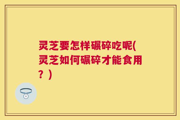 灵芝要怎样碾碎吃呢(灵芝如何碾碎才能食用?) 灵芝要怎样碾碎吃呢(灵芝如何碾碎才能食用?)