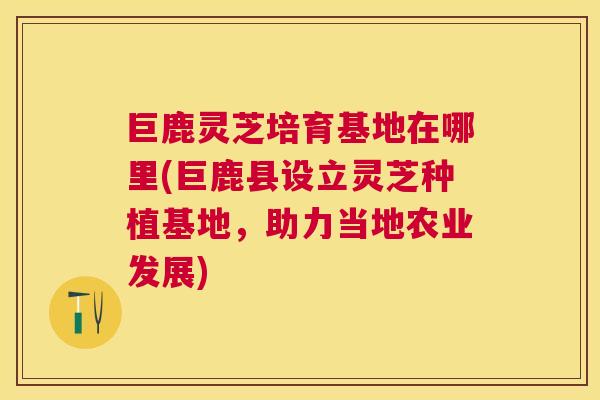 巨鹿灵芝培育基地在哪里(巨鹿县设立灵芝种植基地,助力当地农业发展) 巨鹿灵芝培育基地在哪里(巨鹿县设立灵芝种植基地,助力当地农业发展)