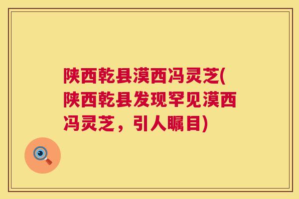 陕西乾县漠西冯灵芝(陕西乾县发现罕见漠西冯灵芝，引人瞩目)