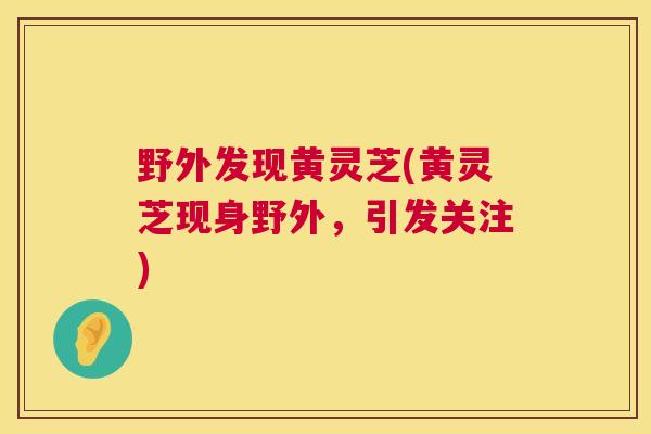 野外发现黄灵芝(黄灵芝现身野外，引发关注)