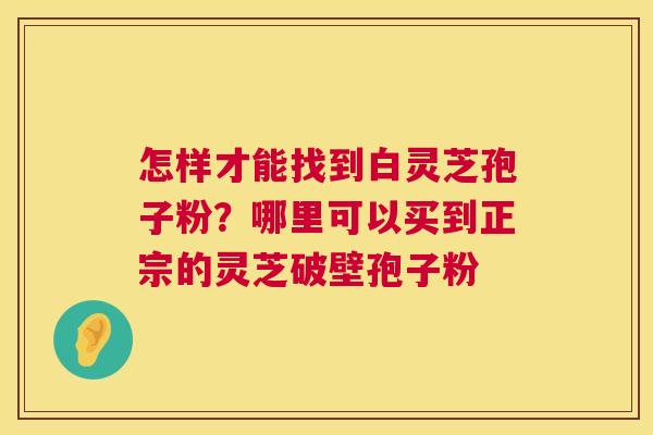 怎样才能找到白灵芝孢子粉？哪里可以买到正宗的灵芝破壁孢子粉