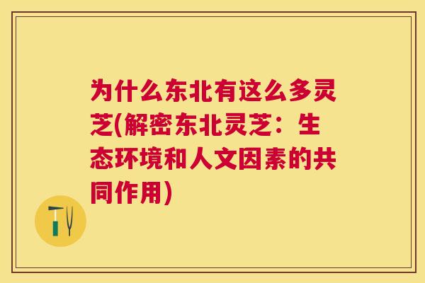 为什么东北有这么多灵芝(解密东北灵芝：生态环境和人文因素的共同作用)