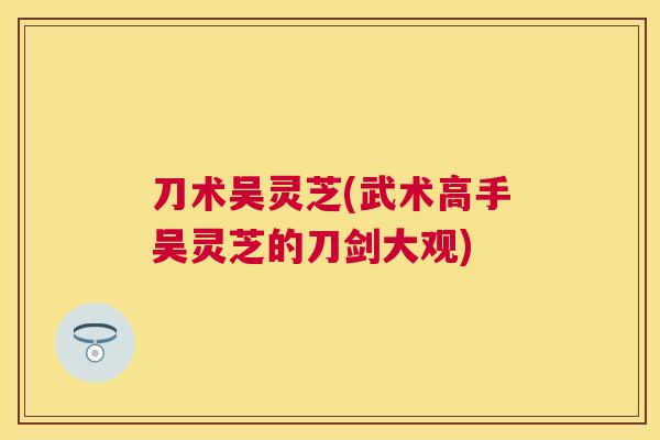 刀术吴灵芝(武术高手吴灵芝的刀剑大观)
