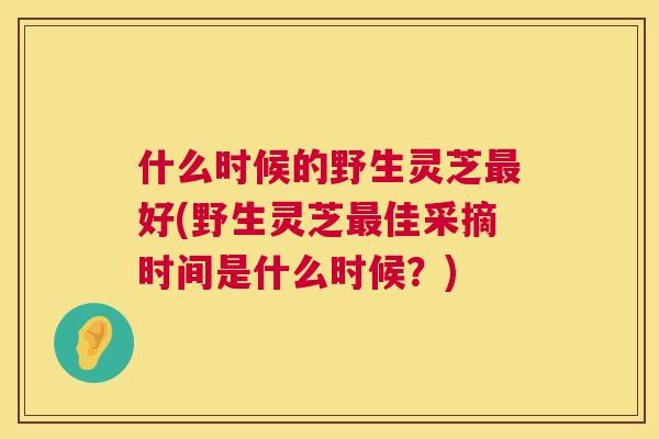 什么时候的野生灵芝好(野生灵芝佳采摘时间是什么时候？)