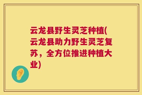 云龙县野生灵芝种植(云龙县助力野生灵芝复苏，全方位推进种植大业)