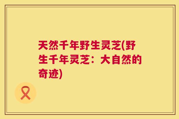 天然千年野生灵芝(野生千年灵芝：大自然的奇迹)