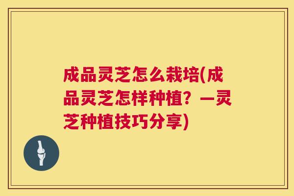 成品灵芝怎么栽培(成品灵芝怎样种植？—灵芝种植技巧分享)