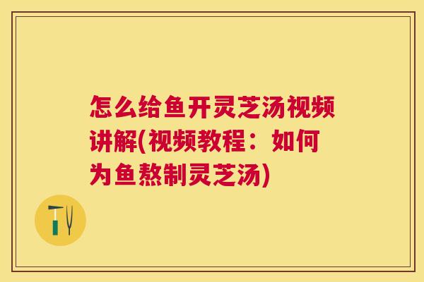 怎么给鱼开灵芝汤视频讲解(视频教程：如何为鱼熬制灵芝汤)
