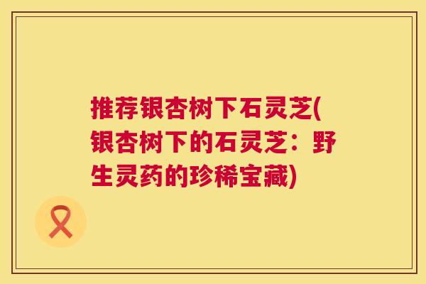 推荐银杏树下石灵芝(银杏树下的石灵芝：野生灵药的珍稀宝藏)