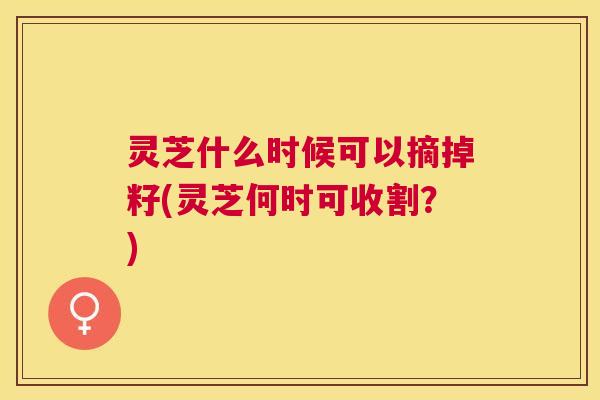 灵芝什么时候可以摘掉籽(灵芝何时可收割?) 灵芝什么时候可以摘掉籽(灵芝何时可收割?)