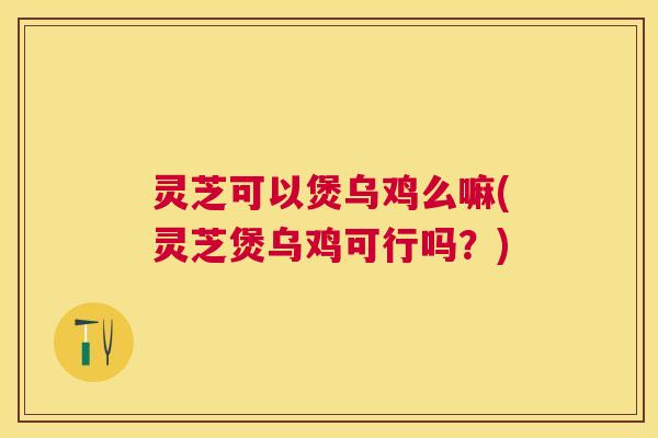 灵芝可以煲乌鸡么嘛(灵芝煲乌鸡可行吗？)